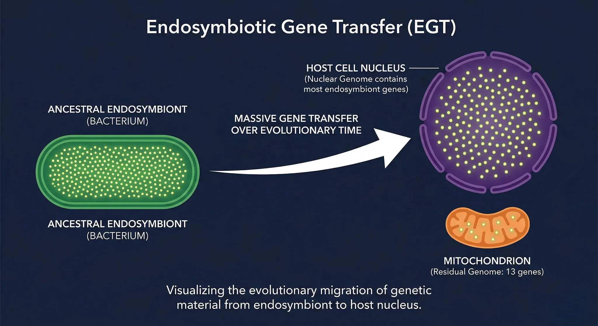 Il trasferimento genico endosimbiotico: migrazione massiva dei geni dal batterio ancestrale al nucleo della cellula ospite