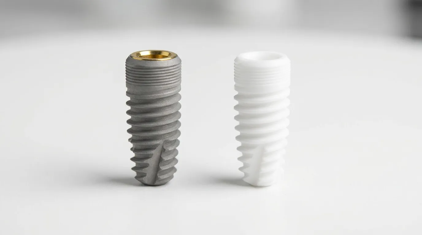 Impianto dentale in titanio e impianto in zirconia a confronto